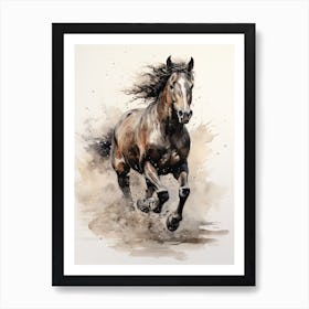 A Horse Painting In The Style Of Watercolor Painting 2 Art Print