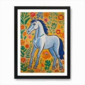 Horse In Flowers Style Henri Matisse Art Print