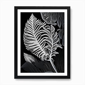 Silver Cloak Fern Linocut Art Print