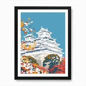 Himeji Castle Japan 1 Colourful Illustration Art Print