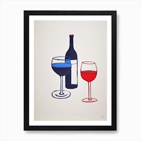 Cinsault Rosé Picasso Line Drawing Cocktail Poster Art Print