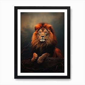 Lion Art Painting Tonalism Style 1 Art Print