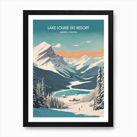 Poster Of Lake Louise Ski Resort   Alberta, Canada, Ski Resort Illustration 3 Art Print