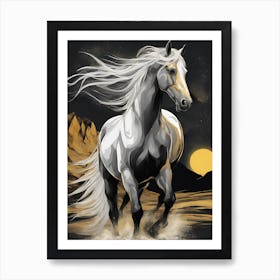 Arabian horse in the desert Art Print