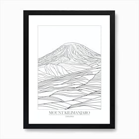 Mount Kilimanjaro Tanzania Line Drawing 8 Poster Art Print