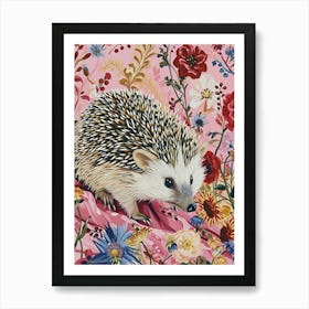 Floral Animal Painting Hedgehog 8 Art Print