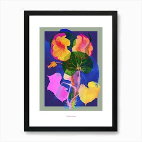 Nasturtium 3 Neon Flower Collage Poster Art Print