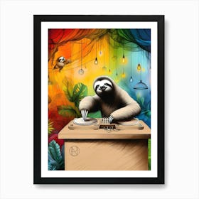 A Sloth Dj V Art Print