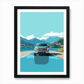 A Ford F 150 Car In The Lake Como Italy Illustration 4 Art Print