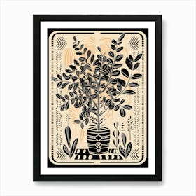 B&W Plant Illustration Zz Plant 12 Art Print