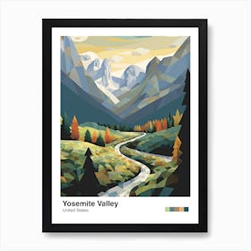 Yosemite Valley View   Geometric Vector Illustration 1 Poster Art Print