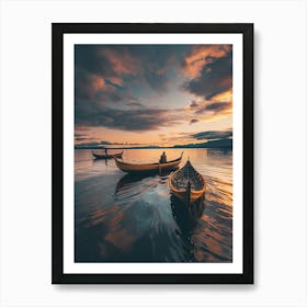 Two Boats At Sunset Art Print