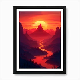 Sunset In The Mountains 17 Art Print