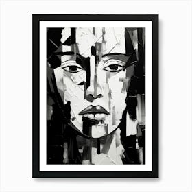 Fractured Identity Abstract Black And White 7 Art Print