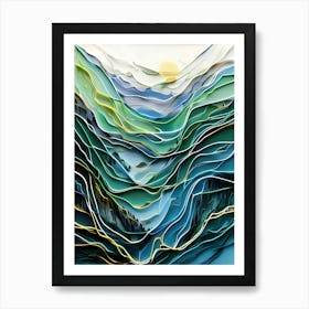 Acrylic Line Nature Art, Sunrise Art Print