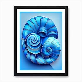 Snail With Blue Background Patchwork Art Print