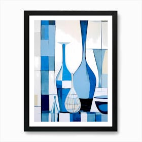 blue abstract vases Art Print