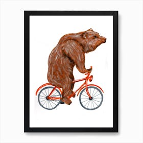 Bear On Bicycle Art Print