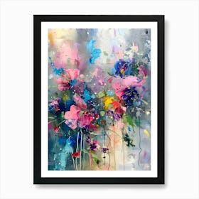 Abstract Flowers Colourful Art Print Art Print