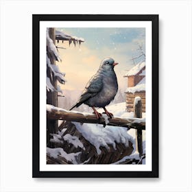Pidgeon In The Snow 4 Art Print