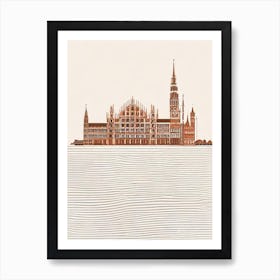 Marienplatz Munich Boho Landmark Illustration Art Print