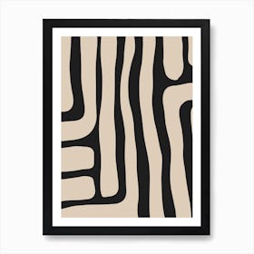 Beige & Black Abstract Art Art Print