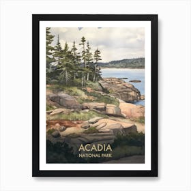 Acadia National Park Watercolour Vintage Travel Poster 1 Art Print