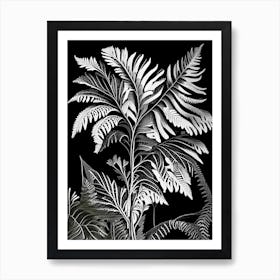 Himalayan Maidenhair Fern Linocut Art Print