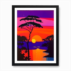 Tropical River Sunset Art Print