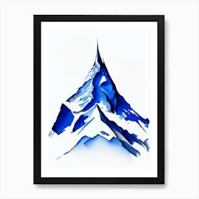 Mountain Peak Symbol Blue And White Line Drawing Art Print