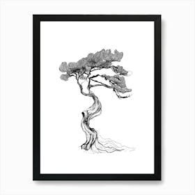 Bonsai Tree Japanese Art Minimalist Elegant Illustration Art Print