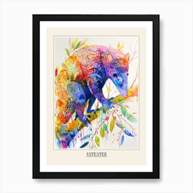 Anteater Colourful Watercolour 4 Poster Art Print