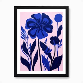Blue Flower Illustration Carnation 3 Art Print