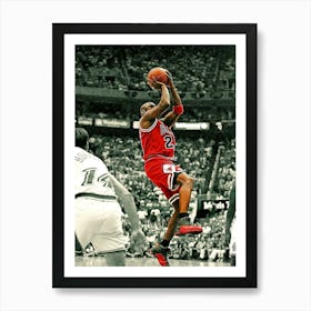 Michael Jordan Of The Chicago Bulls Takes A Shot At The Basket During Game Five Of The Nba Finals Against The Utah Jazz Art Print