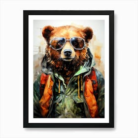 Bear In Sunglasses animal art Art Print