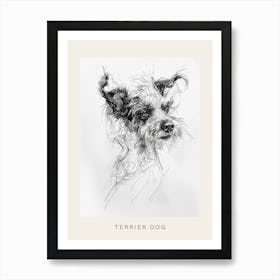 Wired Hair Terrier Dog Line Sketch 2 Poster Art Print