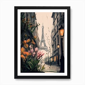 Paris, Flower Collage 3 Art Print