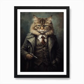 Gangster Cat Siberian 3 Art Print