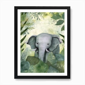 Baby Elephant In The Jungle Watercolour 5 Art Print