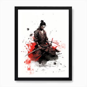 Japanese Samurai Honour Sumi-e 1 Art Print