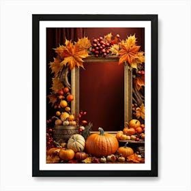 An Opulent Autumnal Frame Filled With Festive Thanksgiving Imagery Midst A Lavish Promotion Digital Art Print