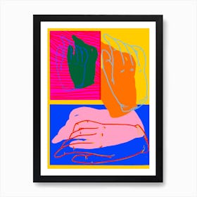 Neon Hands  Art Print