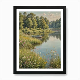 Boat On The River Art Print