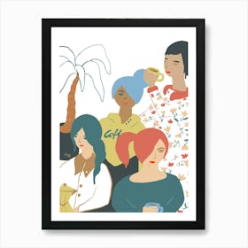 Women And Their Coffees Art Print