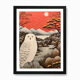 Bird Illustration Snowy Owl 2 Art Print