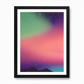 Galaxy Mountains Sky Night Aurora Borealis Art Print