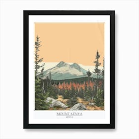 Mount Kenya Color Line Drawing 4 Poster Art Print