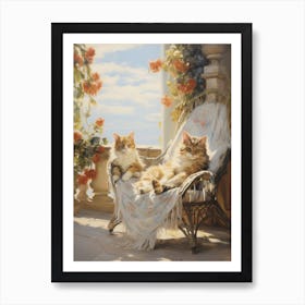 Two Rococo Style Cats Lounging In The Sun 1 Art Print