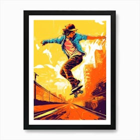 Skateboarding In Lisbon, Portugal Drawing 1 Art Print