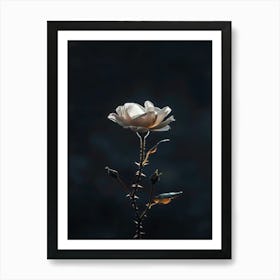 White Rose On A Stalk Art Print